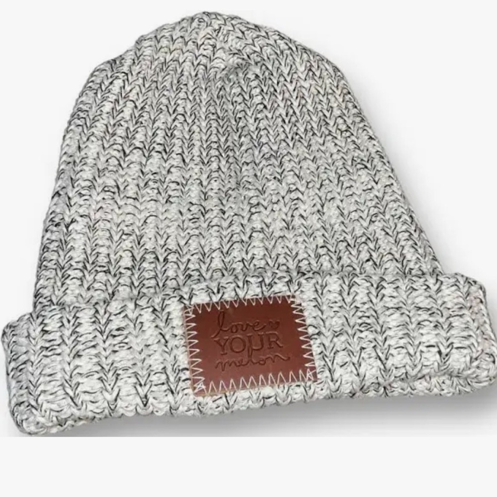 Love Your Melon Black and White Knit Beanie